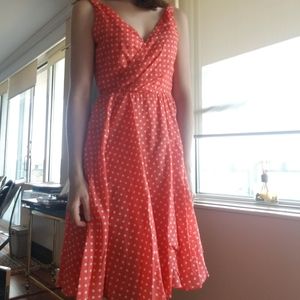 Nine West Coral Polka Dot Cotton Dress